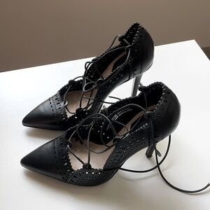 Zara Black Lace Up Heels